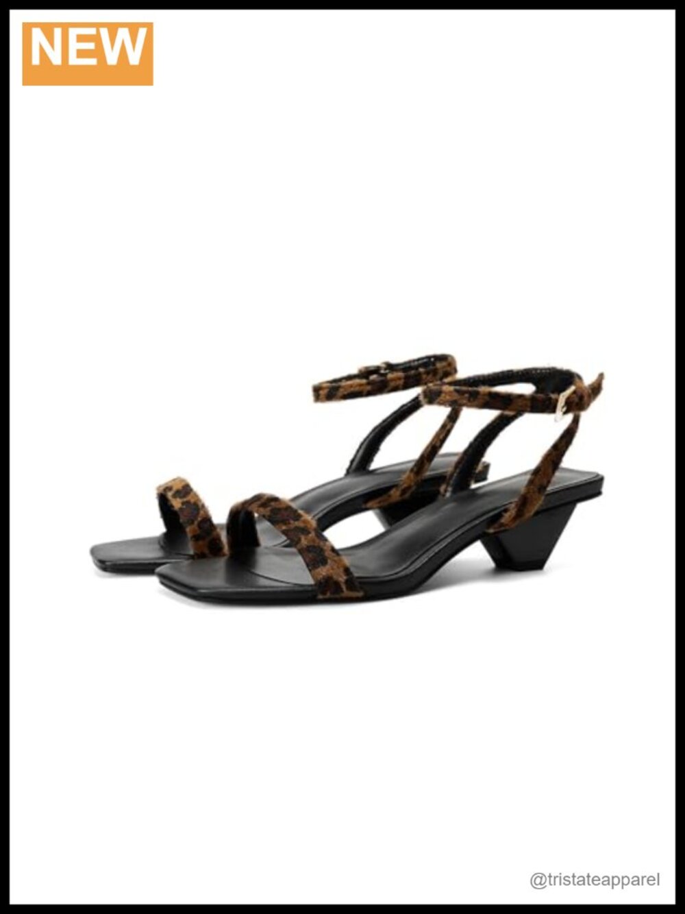Women's Suede Kitten Heel Sandals Open Square Toe Ankle Strap